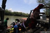 Wisatawan berkunjung di Ekowisata Mangrove Wonorejo, Surabaya, Jawa Timur, Sabtu (24/10/2020). Wisata alam yang berada di pesisir timur Surabaya itu merupakan salah satu destinasi wisata di Surabaya yang banyak dikunjungi wisatawan. Antara Jatim/Didik/Zk