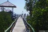 Pengunjung menikmati wisata hutan mangrove di Pantai Desa Lembung, Pamekasan, Jawa Timur, Kamis (29/10/2020). Ekowisata dengan jenis mangrove terlengkap di Madura itu, selalu ramai pengunjung terutama saat libur akhir pekan dan libur nasional. Antara Jatim/Saiful Bahri/zk