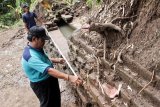 Petugas Balai Pelestarian Cagar Budaya (BPCB) Trowulan mengukur struktur bata kuno yang ditemukan warga di Dusun Blimbing, Desa Bulusari, Gempol, Pasuruan, Jawa Timur, Selasa (5/1/2021). Struktur bata kuno pada bangunan yang awal ditemukan memiliki panjang 25 meter, tinggi 1,5 meter dengan ketebalan batu bata 12 cm tersebut diperkirakan bagian dari susunan saluran air kuno peninggalan zaman kerajaan Majapahit. ANTARA FOTO/Umarul Faruq/nym.