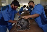 Siswa kelas XII Teknik Kendaraan Ringan (TKR) SMK Negeri 1 Denpasar mengikuti belajar praktik tatap muka pada masa pandemi COVID-19 di Denpasar, Bali, Rabu (6/1/2021). Praktik yang dilaksanakan tatap muka tersebut dibagi menjadi tiga sesi per kelas yang berdurasi 90 menit dengan menerapkan protokol kesehatan serta mengatur jumlah siswa dan telah mendapatkan persetujuan dari orang tua siswa. ANTARA FOTO/Nyoman Hendra Wibowo/nym.