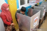 Sejumlah pelajar mengikuti proses pemilihan ketua Organisasi Siswa Intra Madrasah (OSIM) dengan menggunakan sistem pemungutan suara elektronik (e-voting) di Sekolah Madrasah Tsanawiyah Negeri 3 Aceh Barat, Aceh, Sabtu (16/1/2021). Pihak sekolah bekerjasama dengan Komisi Independen Pemilihan (KIP) Aceh Barat menggelar kegiatan pendidikan Pemilu pemula untuk pelajar dengan tujuan memberikan pembelajaran dan pengetahuan tentang tata cara pemilihan yang demokratis. Antara Aceh/Syifa Yulinnas