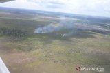 Kepulan asap terlihat dari lahan perkebunan yang dibakar, di Kabupaten Ketapang, Kalbar, Sabtu (20/3/2021). Dari hasil pantauan Satgas Udara BPBD Kalbar dengan menggunakan Cessna 208B Caravan tersebut terpantau adanya titik api di Kabupaten Ketapang itu berasal dari pembakaran lahan perkebunan sawit. ANTARA KALBAR/Dokumen BNPB