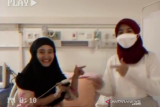 Tetap ceria, Komika Arafah dan Penyanyi Fatin lebaran di Wisma Atlet