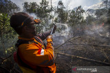 Masyarakat Peduli Api (MPA) berupaya memadamkan kebakaran lahan di kawasan Landasan Ulin Timur, Banjarbaru, Kalimantan Selatan, Senin (26/7/2021). Kebakaran hutan dan lahan (Karhutla) mulai terjadi di sejumlah wilayah Kalimantan Selatan yang mendekati permukiman penduduk.Foto Antaranews Kalsel/Bayu Pratama S.