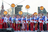 Peraih medali Olimpiade Tokyo Rusia diarak di Lapangan Merah