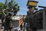  Petugas Satpol PP Kota Surabaya membongkar kandang burung merpati aduan di kawasan makam Rangkah, Surabaya, Jawa Timur, Jumat (22/10/2021). Pembongkaran kandang burung Merpati aduan di dua lokasi oleh petugas gabungan tersebut dilakukan karena diduga dijadikan sebagai ajang judi balap burung Merpati. Antara Jatim/Didik Suhartono/zk