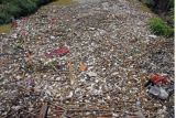 Pemulung mengais barang bekas dari tumpukan sampah di muara Sungai Cibanten, di Kasemen, Serang, Banten, Kamis (21/10/2021). Warga mengeluhkan tumpukan sampah yang semakin banyak terbawa air hujan dan tak kunjung dibersihkan karena berpotensi menimbulkan banjir dan mengeluarkan bau busuk. ANTARA FOTO/Asep Fathulrahman/foc.