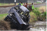 Polisi mengamankan Tempat Kejadian Perkara (TKP) kecelakaan kereta api yang menabrak mobil di perlintasan tanpa palang pintu di Sonotengah, Malang, Jawa Timur, Rabu (27/10/2021). Tidak ada korban jiwa dalam kejadian tersebut. ANTARA FOTO/Ari Bowo Sucipto/foc.