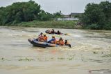  Tim SAR  melakukan pencarian  korban perahu penyebrangan yang terbalik  di Sungai Bengawan Solo, Tuban, Jawa Timur, Kamis (4/11/2021). Hari ke dua pencarian korban perahu terbalik, tim SAR menemukan tiga jenazah yang diduga korban perahu tebalik yang terjadi pada Rabu (3/11). Antara Jatim/Yahya Iman/Zk