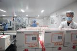 Pekerja memeriksa pengemasan Sinovac Biotech Ltd di pabrik barunya di kawasan Daxing, Beijing, China, Selasa (18/1/2022). Beroperasinya pabrik baru tersebut, Sinovac mampu menghasilkan tiga hingga empat miliar dosis vaksin COVID-19 per tahun. ANTARA FOTO/M. Irfan Ilmie/nym.