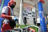  Petugas melayani pengisian BBM di SPBU 24.351.126 Jalan Pangeran Antasari, Bandar Lampung, Lampung, Selasa (19/4/2022). Pertamina Patra Niaga Regional Sumbagsel mengerahkan 384 unit armada mobil tangki, 27 unit bridger avtur dan 174 unit skid tank untuk LPG serta 16 titik SPBU kantung dan 15 titik layanan motoris pada jalur mudik ditambah 11 SPBU Siaga Tol Trans - Sumatera dan empat SPBU Modular di sepanjang jalur Tol Bakauheni - Palembang. ANTARA FOTO/Ardiansyah/Lmo 