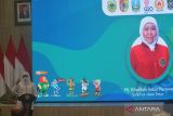 Gubernur Jawa Timur Khofifah Indar Parawansa menyampaikan sambutan saat peluncuran Maskot Pekan Olahraga Provinsi (Porprov) VII Jawa Timur 2022 di Pendopo Kabupaten Jember, Jawa Timur, Selasa (14/6/2022). Gubernur Jawa Timur meluncurkan Maskot Porprov VII, yaitu maskot Porprov Jawa Timur Cak Beki, Si Jura maskot dari Jember, Si Rancak dari Lumajang, Si Ulung dari Bondowoso dan Si Babal dari Situbondo. ANTARA Jatim/Seno/zk