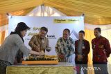 Presiden Direktur Maybank Indonesia Taswin Zakaria (kedua kiri) bersama Deputi Direktur Pengawasan Lembaga Jasa Keuangan 1  OJK Regional 4 Jawa Timur  Budi Susetiyo (kanan), Deputi Direktur Kantor Perwakilan Bank Indonesia Jawa Timur L.M Bahtiar Zaadi (kedua kanan), dan Staff Ahli Gubernur Jawa Timur Bidang Ekonomi Keuangan dan Pembangunan Joko Irianto (ketiga kanan) serta Regional Direktur Jatim Bali Nusra Maybank Indonesia Indrajani Harsono (kiri) saling berbincang saat pemotongan tumpeng pada peresmian Kantor Cabang Induk (KCI) Maybank Surabaya, Jawa Timur, Jumat (4/11/2022). Dengan peresmian KCI Maybank Surabaya di gedung cagar budaya tersebut diharapkan dapat meningkatkan pelayanan kepada nasabah di Surabaya. ANTARA Jatim/Zabur Karuru/zk