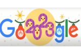 Google Doodle rayakan 2023 dengan taburan confetti