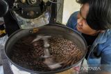 Barista biji kopi Borneo menyangrai biji kopi di Kampung Kopi, Banjarbaru, Kalimantan Selatan, Selasa (7/2/2023). Kampung kopi yang berada di ibu kota Kalimantan Selatan tersebut merupakan wisata edukasi kopi dimana pengunjung dapat langsung mengenal dan mengolah tiga jenis kopi khas Kalimantan Selatan yaitu liberika, robusta dan ekselsa serta dapat memetik langsung buah kopi. ANTARA/Bayu Pratama S.