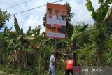 BPBD OKU Selatan memasang rambu-rambu bahaya longsor di jalur mudik