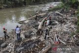 Pegiat sungai dari Komunitas Republik Aer, Ecological Observation and Wetland Conservation (Ecoton) dibantu personel Batalyon D Satuan Brimob Polda Jabar membersihkan sampah dalam kegiatan Bersih Susukan (Besuk) di Sungai Ciwulan, Kota Tasikmalaya, Jawa Barat, Rabu (26/7/2023). Aksi membersihkan sampah dan uji kualitas air Sungai Ciwulan itu dalam rangka memperingati Hari Sungai Nasional sekaligus mengkampanyekan untuk menjaga sungai agar terhindar dari sampah dan limbah industri. ANTARA FOTO/Adeng Bustomi/agr