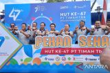 Kegiatan Pekan Jalan Sehat PT Timah Tbk, sebagai bentuk suka cita perusahaan bersama masyarakat merayakan HUT ke-47 di Pangkalpinang, Minggu (6-08-2023). (ANTARA Foto/Aprionis)