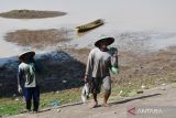 Warga membawa ikan hasil tangkapan di Waduk Dawuhan, Kabupatan Madiun, Jawa Timur, Senin (14/8/2023). Saat air waduk menyusut seperti sekarang, banyak warga di wilayah tersebut menangkap ikan antara lain nila, lele, dan ikan gabus dan hasilnya dijual dengan harga Rp25 ribu hingga Rp60 ribu per kilogram. ANTARA Jatim/Siswowidodo/ZK