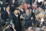 Presiden Joko Widodo saat hadir pada acara Dies Natalis ke-60 Institut Pertanian Bogor (IPB) di Bogor, Jawa Barat, Jumat (15/9/2023). (Foto ANTARA/Linna Susanti)
