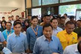 Tiga paslon presiden dan wakil presiden tiba di Rakornas Sentra Gakkumdu