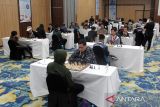 Sejumlah pecatur bertanding pada International Chess Championship di Medan, Sumatera Utara, Selasa (6/12/2023). Kejuaraan catur tingkat internasional yang berlangsung pada 5-10 Desember 2023 tersebut diikuti oleh 183 pecatur dari 11 negara.ANTARA FOTO/Yudi/