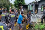Prajurit Lanudal Manado bantu rumah warga tertimpa pohon tumbang