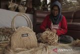 Perajin menyelesaikan pembuatan kerajinan berbahan pelepah pisang di Rumah produksi ZT Craft, Cibeber, Cianjur, Jawa Barat, Selasa (27/2/2024). Kementerian Koperasi dan UKM pada tahun 2024 menargetkan sebanyak 30 juta UMKM telah memiliki Nomor Induk berusaha (NIB). ANTARA FOTO/Henry Purba/agr
