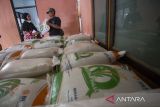 Warga mengambil bantuan pangan cadangan beras di Kantor Desa Pabean Udik, Indramayu, Jawa Barat, Selasa (14/5/2024). Pemerintah kembali menyalurkan bantuan pangan beras 10 kilogram dari cadangan beras pemerintah (CBP) tahap dua (April, Mei, Juni) kepada sebanyak 22 juta keluarga penerima manfaat (KPM). ANTARA FOTO/Dedhez Anggara/agr