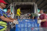 Nelayan menyusun ikan ke dalam truk di Pelabuhan Karangsong, Indramayu, Jawa Barat, Selasa (27/8/2024). Pemerintah Provinsi Jawa Barat menargetkan Pendapatan Domestik Regional Bruto (PDRB) di sektor Kelautan dan Perikanan pada tahun 2025 menembus Rp26 triliun. ANTARA FOTO/Dedhez Anggara/agr