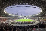 Suasana misa bersama Pemimpin Takhta Suci Vatikan Paus Fransiskus di Stadion Utama Gelora Bing Karno (GBK) Senayan, Jakarta, Kamis (5/9/2024).Dalam Misa tersebut Paus memberikan pesan agar masyarakat Indonesia tidak lelah dalam menebarkan jala persatuan. ANTARA FOTO/Muhammad Iqbal/wsj.