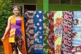 Seorang siswa menjadi model batik yang dibuat oleh SMKN 5 Pontianak di acara 