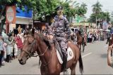 Pasukan berkuda memeriahkan defile HUT ke-79 TNI di Sumsel