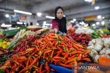 Pedagang memilah cabai rawit merah yang dijual di jongkonya di Pasar Kosambi, Bandung, Jawa Barat, Senin (7/10/2024). Menurut pedagang sejak awal Oktober 2024, cabai rawit merah di Pasar Kosambi Bandung mengalami kenaikan sebanyak 20 persen atau menjadi Rp60 ribu per kilogram dibandingkan pada akhir September 2024 yang dijual hanya Rp50 ribu perkilogram akibat minimnya pasokan dari petani. ANTARA FOTO/Raisan Al Farisi/agr