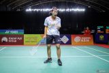 Pebulu tangkis tunggal putri Indonesia Mutiara Ayu Puspitasari berselebrasi usai meraih angka atas lawannya pebulu tangkis Malaysia Karupathevan Letshanaa pada semi final Indonesia International Challenge 2024 di Jatim International Expo, Surabaya, Jawa Timur, Sabtu (26/10/2024). Puspitasari melaju ke babak final usai menang dengan skor 21-17, 21-10. Antara Jatim/Rizal Hanafi/um