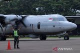 Pesawat Fokker F-50 intai maritim milik Republic of Singapore Air Force (RSAF) bersiap terbang dari Lanud Supadio di Kabupaten Kubu Raya, Kalimantan Barat, Kamis (31/10/2024). TNI AU dan Republic of Singapore Air Force (RSAF) atau militer udara Singapura menggelar latihan bersama dengan sandi Camar Indopura 28/24 di sekitar Selat Karimata guna mengasah kemampuan dalam menjaga keamanan di wilayah maritim sekaligus mempererat hubungan bilateral antar kedua Angkatan Udara. ANTARA FOTO/Jessica Wuysang