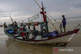 Nelayan mengangkut ikan hasil tangkapan di tempat pelelangan ikan (TPI) Panimbang, Kabupaten Pandeglang, Banten, Senin (11/11/2024). Kementerian Kelautan dan Perikanan (KKP) pada tahun 2025 menargetkan produksi perikanan sebesar 24,58 juta ton, nilai tukar nelayan pada kisaran 105-108, pertumbuhan PDB perikanan pada kisaran 4-6 persen, nilai ekspor hasil perikanan sebesar 6,25 miliar dolar AS, dan produksi garam sebesar 2,25 juta ton. ANTARA FOTO/Angga Budhiyanto/gp