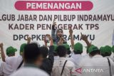 Calon wakil gubernur Jawa Barat nomor urut 1 Gitalis Dwinatarina atau Gita KDI menyampaikan orasi politiknya saat kampanye di Indramayu, Jawa Barat, Minggu (17/11/2024). Dalam kampanye tersebut Gita KDI menyampaikan program-program unggulan jika terpilih nanti. ANTARA FOTO/Dedhez Anggara/agr