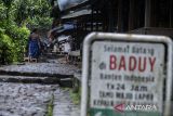 Seorang ibu Suku Badui berjalan melintasi pemukiman Badui di Desa Kanekes, Lebak, Banten, Senin (25/11/2024). Sebanyak 6.915 jiwa warga Suku Badui terdaftar sebagai Daftar Pemilih Tetap (DPT) pada pelaksanaan pemilihan kepala daerah (Pilkada) 2024 gubernur dan wakil gubernur serta bupati dan wakil bupati. ANTARA FOTO/Muhammad Bagus Khoirunas/gp