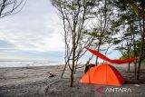 Wisatawan mendirikan tenda di kawasan wisata Pantai Cemara Cipanglay, Kecamatan Cidaun, Kabupaten Cianjur, Jawa Barat, Sabtu (30/11/2024). Pantai Cemara Cipanglay menjadi salah satu potensi wisata Pantai Selatan di Jawa Barat yang tengah dikembangkan oleh Pemerintah Kabupaten Cianjur guna mendongkrak kunjungan wisatawan di Pantai Selatan Jawa Barat. ANTARA FOTO/Raisan Al Farisi/agr
