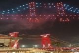 Jembatan Ampera dalam pertunjukan drone malam tahun baru