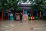 Penjaga sekolah menengok ruang kelas yang terdampak banjir di SD Negeri 1 Kedaleman, Kota Cilegon, Banten, Kamis (9/1/2025). Menurut pihak sekolah, sebanyak 600 siswa di sekolah tersebut terpaksa dipulangkan lebih awal akibat sebagian ruang kelas, halaman sekolah, serta ruang guru terendam banjir sehingga mengganggun aktivitas kegiatan belajar mengajar. ANTARA FOTO/Muhammad Bagus Khoirunas/gp