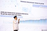 Menteri Sosial Saifullah Yusuf menyampaikan paparannya di sela-sela penandatangan nota kesepahaman (MoU) antara Kemensos dan FRI di Graha Unesa, Surabaya, Jawa Timur, Senin (10/2/2025). Nota kesepahaman tersebut terkait kerja sama untuk mengentaskan masalah kemiskinan di wilayah Jawa Timur. Antara Jatim/Rizal Hanafi/um
