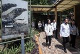 Menteri Lingkungan Hidup Hanif Faisol Nurofiq (kedua kanan) berbincang dengan Kepala Bagian Perekonomian dan Sumber Daya Alam Kota Surabaya Vykka Anggradevi Kusuma (kiri) dan Direktur Operasional Kebun Binatang Surabaya (KBS) Nurika Widyasanti (kanan) saat meninjau KBS di Surabaya, Jawa Timur, Rabu (7/5/2025). Kunjungan kerja tersebut untuk melakukan pengawalan terkait dengan biodiversitas ekosistem di Indonesia. ANTARA Jatim/Rizal Hanafi/mas.