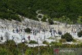 Pendaki berada di kawasan hutan mati di Taman Wisata Alam (TWA) Gunung Papandayan di Kabupaten Garut, Jawa Barat, Senin (12/5/2025). Pengelola TWA Gunung Papandayan memprediksi pada libur panjang waisak 2025 pengunjung yang berlibur di Gunung Papandayan mengalami kenaikan hingga 15 persen dibanding hari biasa atau mencapai 2000 pengunjung perhari sejak Sabtu (10/5)-Senin (12/5). ANTARA FOTO/Raisan Al Farisi/agr