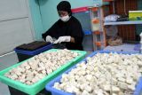 Pekerja mengemas coklat tempe di rumah produksi Awicho, Danguk, Ngawi, Jawa Timur, Selasa (10/6/2025). Sebanyak 30 kilogram atau sekitar 900 batang coklat tempe diproduksi setiap hari di Usaha Mikro Kecil Menengah (UMKM) tersebut untuk kemudian diekspor ke Malaysia, Hongkong, Singapura maupun pasar domestik melalui pasar digital dengan harga Rp10 ribu hingga Rp90 ribu menurut ukuran serta varian rasa. Antara Jatim/Ari Bowo Sucipto/um