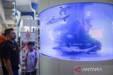 Pengunjung melihat ikan hiu saat pameran Nusatic Nusapet 2025 di ICE BSD, Kabupaten Tangerang, Banten, Jumat (20/6/2025). Pameran yang menghadirkan ikan hias, tanaman air dan hewan peliharaan tersebut sebagai upaya mengembangkan industri akuatik lokal ke pasar dunia dan menjadikan Indonesia sebagai eksportir ikan hias nomor satu di dunia. ANTARA FOTO/Putra M. Akbar/gp