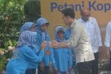 Wakil Presiden Gibran Rakabuming Raka (kanan) menyapa petani kopi di Kebun Kopi Kalisat Jampit, Kecamatan Ijen, Bondowoso, Jawa Timur, Selasa (24/6/2025). Dalam kesempatan itu, petani kopi mengeluhkan mahalnya harga pupuk kopi non subsidi yang mencapai Rp500 ribu per kuintal, sehingga meminta kebijakan penurunan harga. ANTARA Jatim/Seno.
