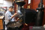 Pekerja melakukan pemanggangan biji kopi arabika gayo mentah menjadi biji kopi yang siap diseduh (roasting kopi) di Aqilla Coffee Roastry di Ulee Kareng, Banda Aceh, Aceh, Selasa (15/7/2025). Pengusaha produksi olahan kopi menyebutkan sejak awal 2025 permintaan kopi arabika gayo mengalami peningkatan meningkat hingga 30 persen dibandingkan periode yang sama pada tahun lalu yang disebabkan membaiknya pertumbuhan ekonomi global dan perubahan gaya hidup konsumen yang mengutamakan kualitas produk. Antara Aceh/Irwansyah Putra.