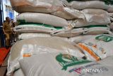Wali Kota Bogor Dedie Rachim melakukan kunjungan ke komplek pergudangan Bulog, Dramaga, Kabupaten Bogor, Jawa Barat, Senin (28/7/2025). Kunjungan tersebut dilakukan untuk memastikan ketersediaan stok pangan khususnya beras guna mendukung program bantuan pangan bagi masyarakat Kota Bogor yang jumlahnya sekitar 800 ton yang sudah mulai disalurkan dan ditargetkan rampung pada pertengahan Agustus 2025. ANTARA Megapolitan/Arif Firmansyah.